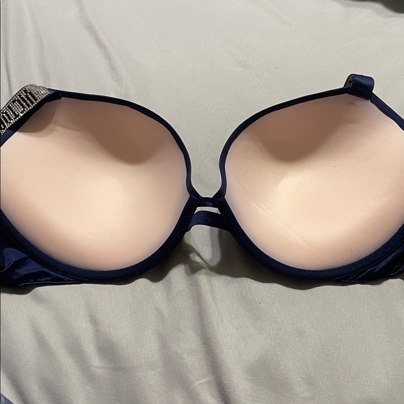 Victoria's Secret Very Sexy Push-Up Rhinestone Straps Midnight Blue Bra 36F (3D) - Picture 6 of 10